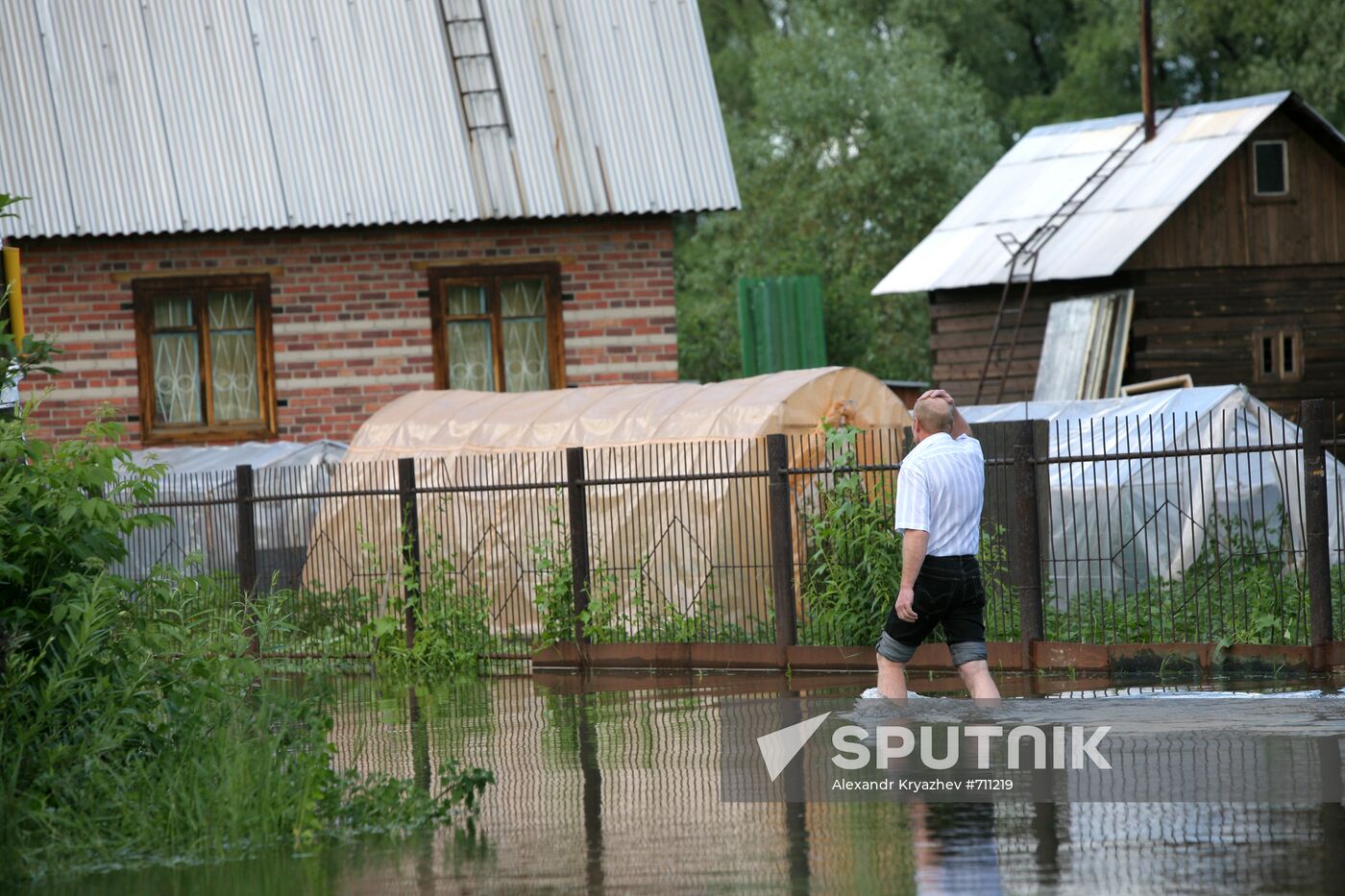 Flooded garden plots in Novosibirsk Region