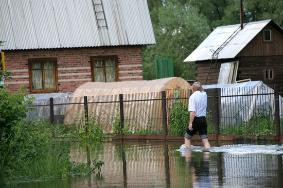 Flooded garden plots in Novosibirsk Region