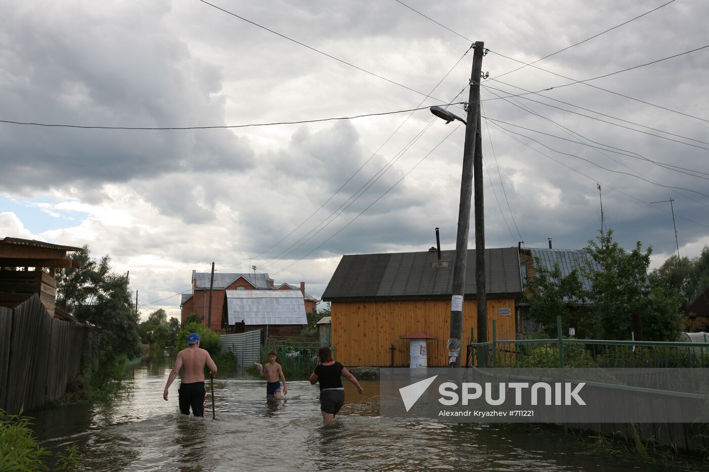 Flooded garden plots in Novosibirsk Region