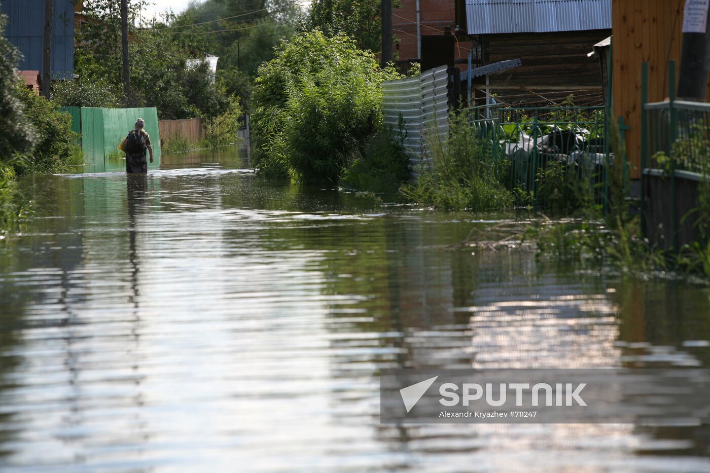 Flooded garden plots in Novosibirsk Region