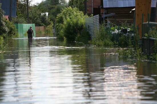 Flooded garden plots in Novosibirsk Region