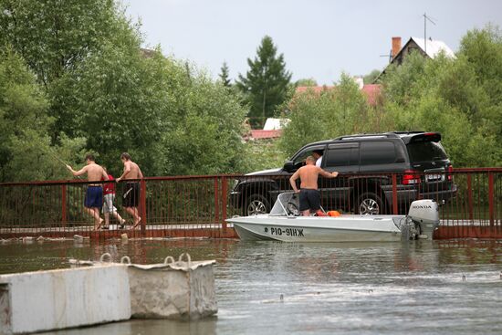 Flooded garden plots in Novosibirsk Region