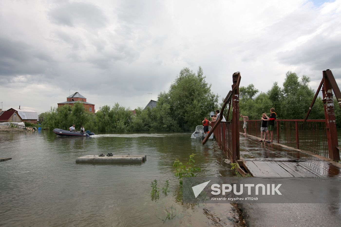 Flooded garden plots in Novosibirsk Region