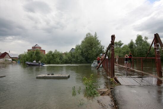 Flooded garden plots in Novosibirsk Region