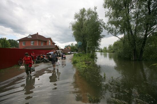 Flooded garden plots in Novosibirsk Region