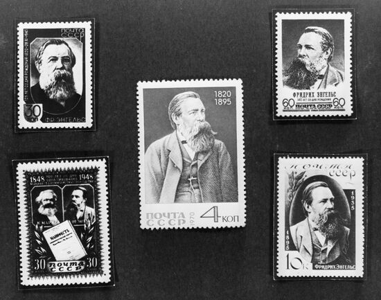 Image of F.Engels on Soviet Postage Stamps