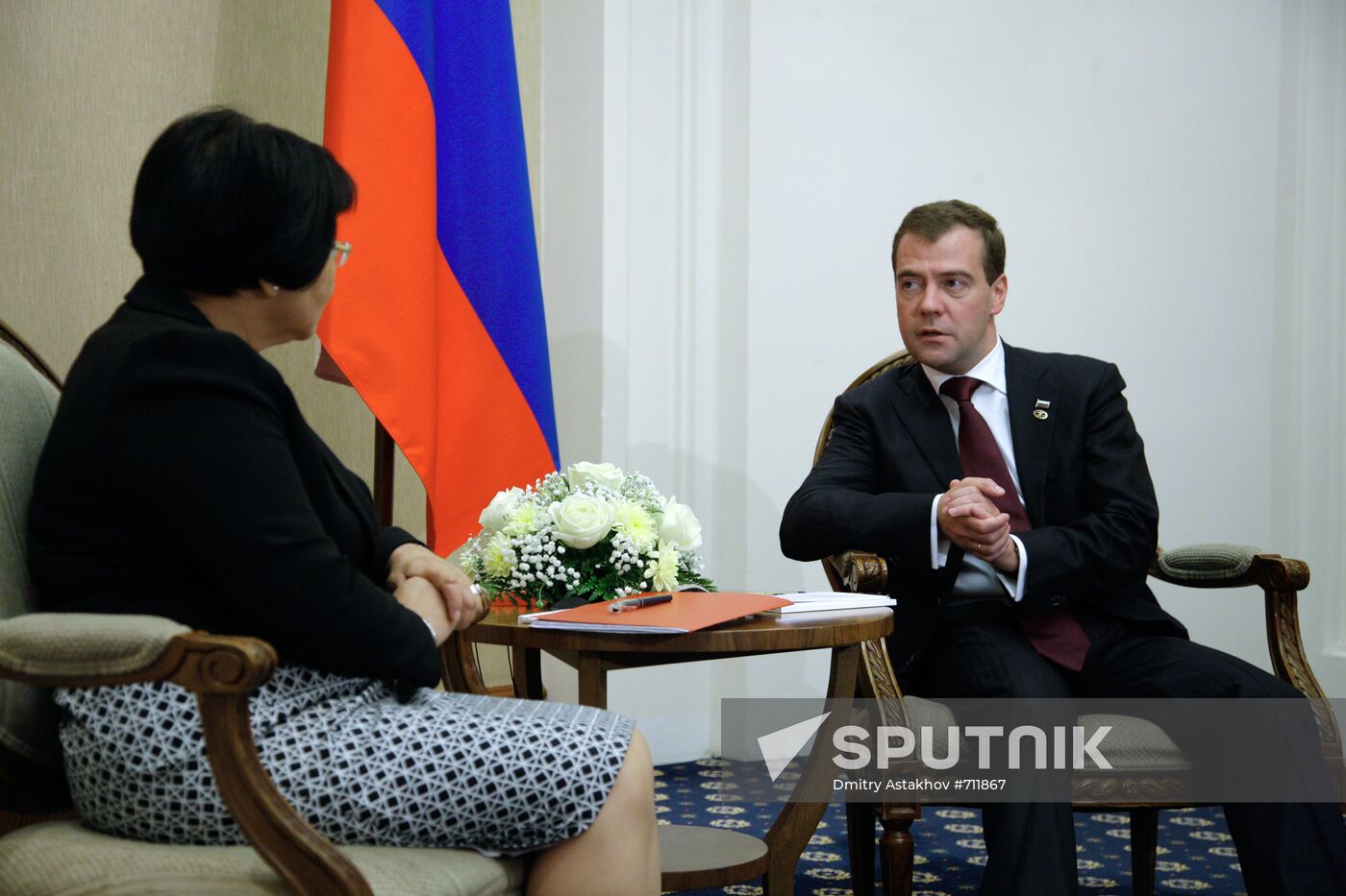 Dmitry Medvedev and Roza Otunbayeva meet in Astana