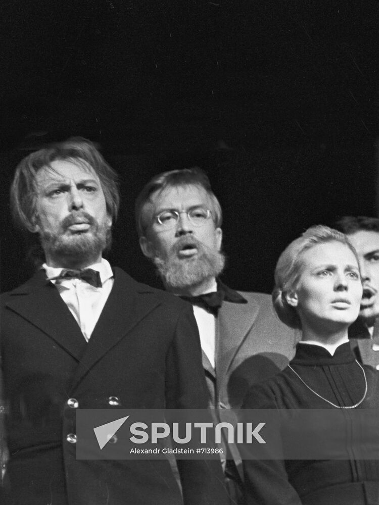 Actors Alla Pokrovskaya, Oleg Yefremov and Rogvold Sukhoverko
