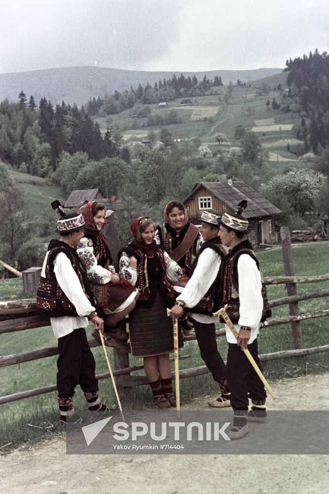 Young people in folk dress