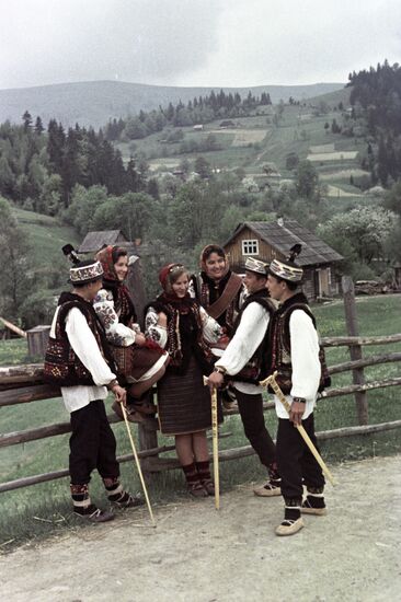 Young people in folk dress