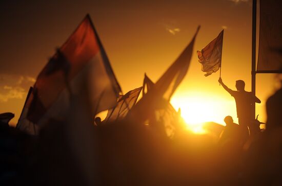 Football fans before the Netherlands vs. Spain World Cup final