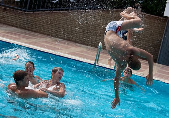 Swimming in swimming pool