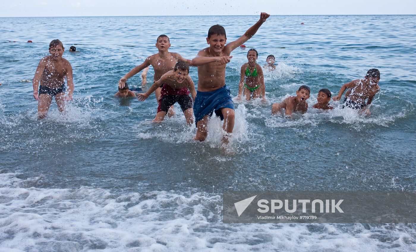 Swimming in sea