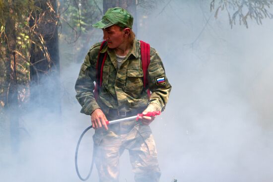 Extinguishing forest fire in Nizhny Novgorod Region