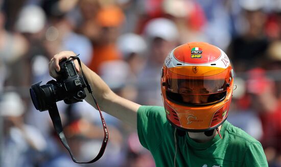 Visitor attends Bavaria Moscow City Racing motor show