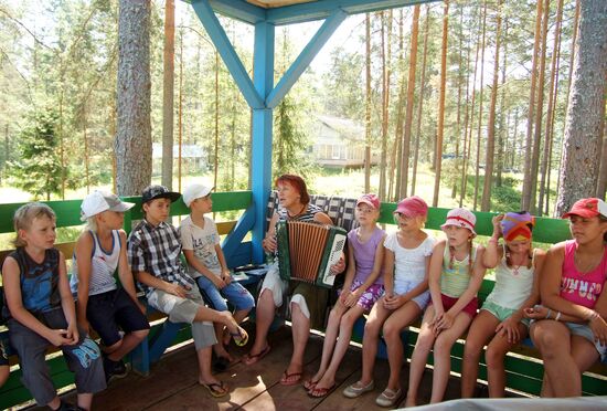 Children rest at Parus recreation camp