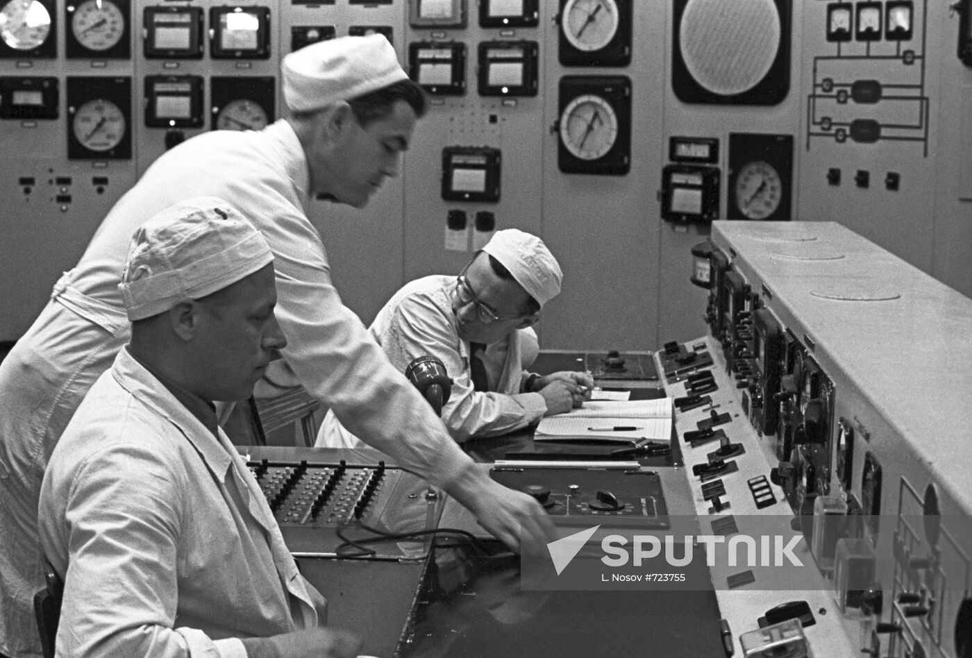 Reactor control panel in Obninsk Nuclear Power Plant