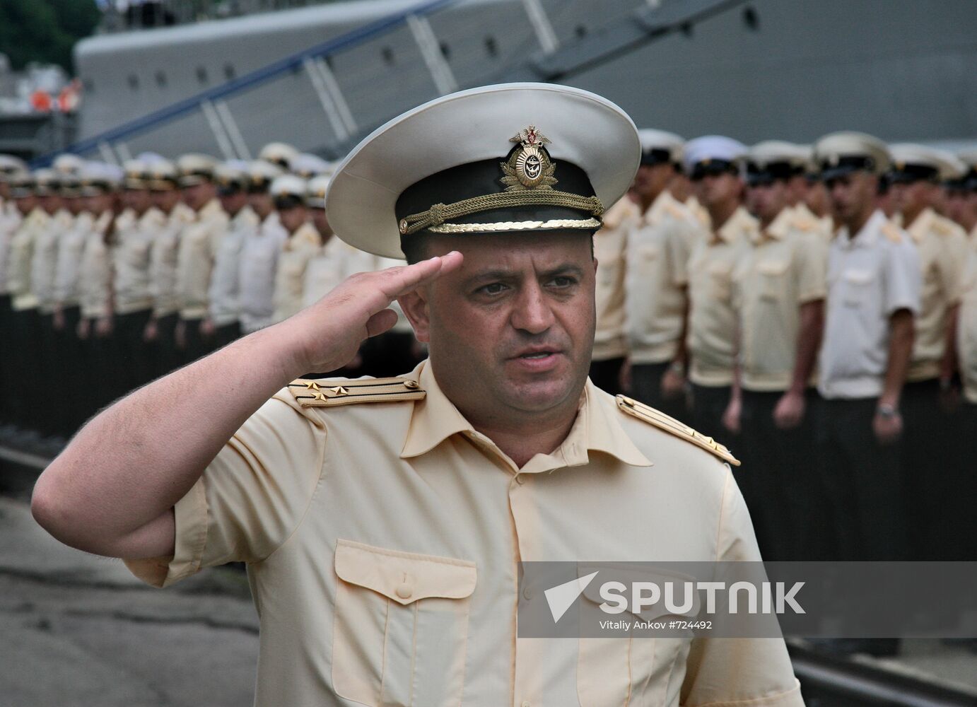 Ceremonial parting with the Peter the Great cruiser