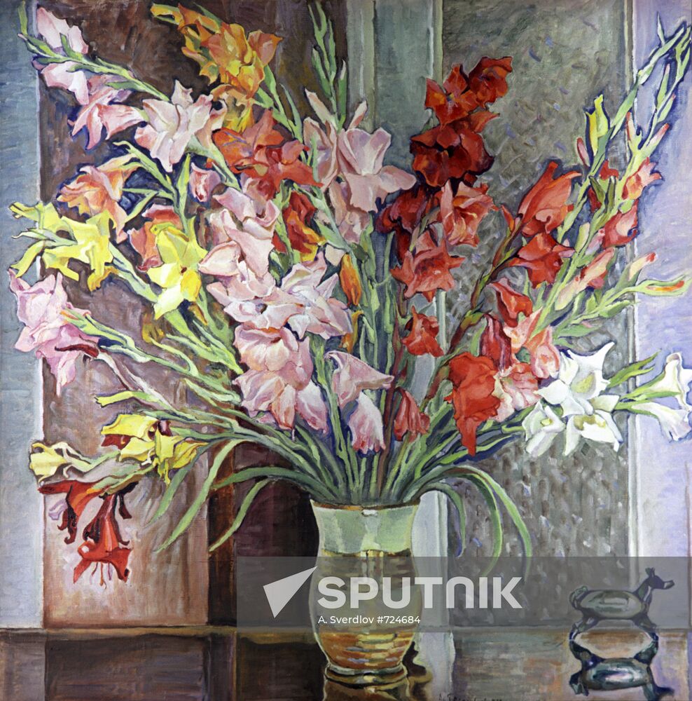 "Gladioli", by Anatoly Petritsky. Reproduction