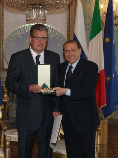 Silvio Berlusconi awards state order to Sergei Prikhodko