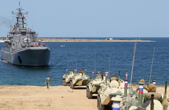 Landing party board a ship in Sevastopol