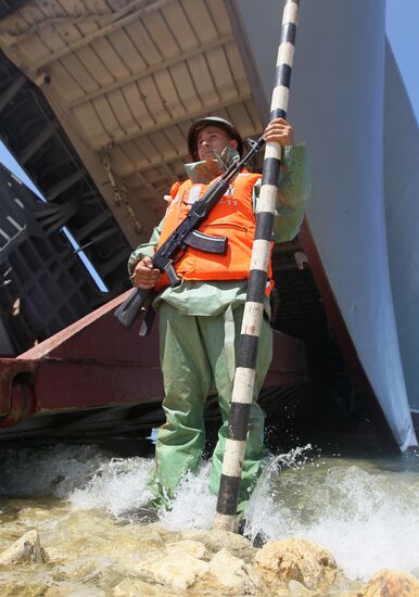 Landing party board a ship in Sevastopol