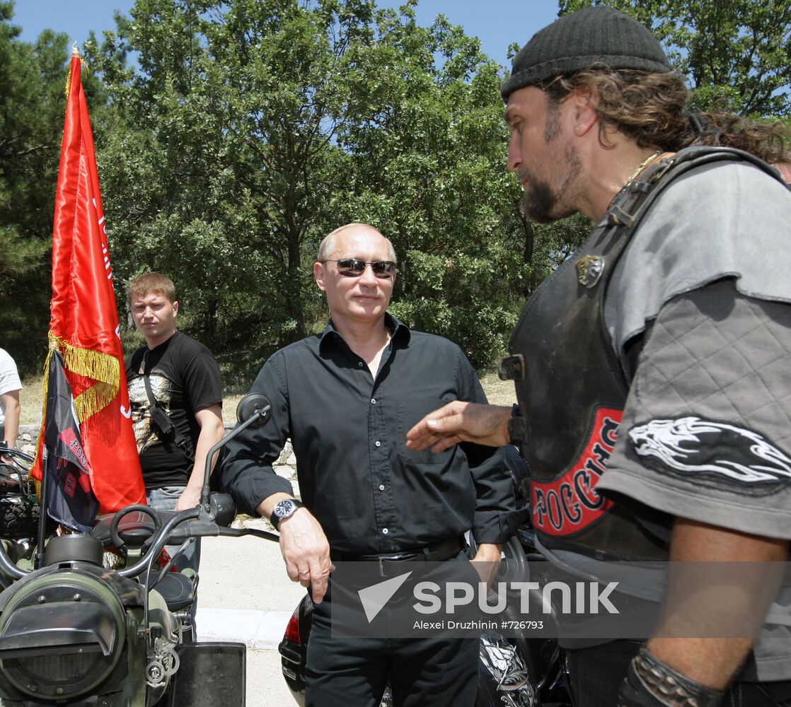 Vladimir Putin attends motorbike show outside Sevastopol