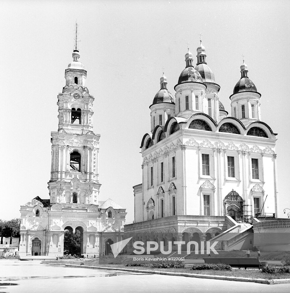 Bell tower and Dormition Cathedral of Astrakhan Kremlin