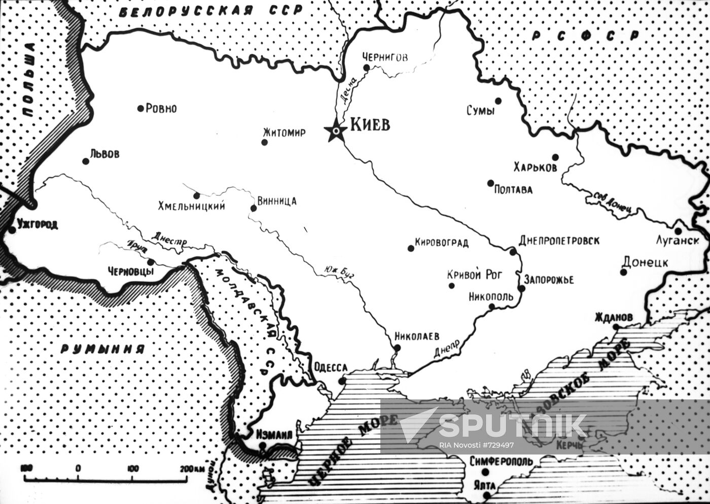 Map of the Ukrainian SSR