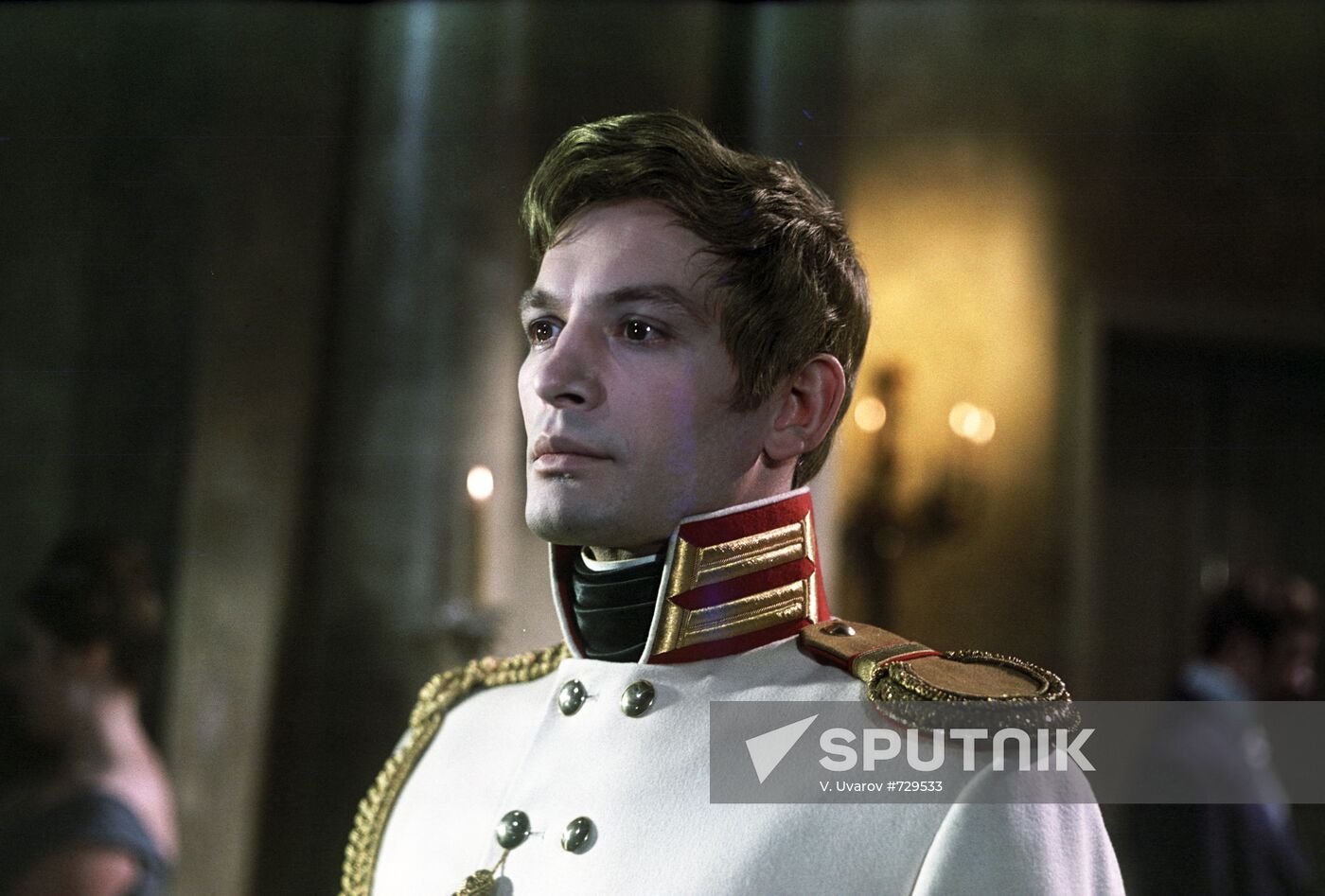 Actor Vasily Lanovoi on set of movie War and Peace