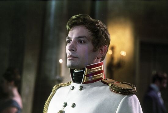 Actor Vasily Lanovoi on set of movie War and Peace