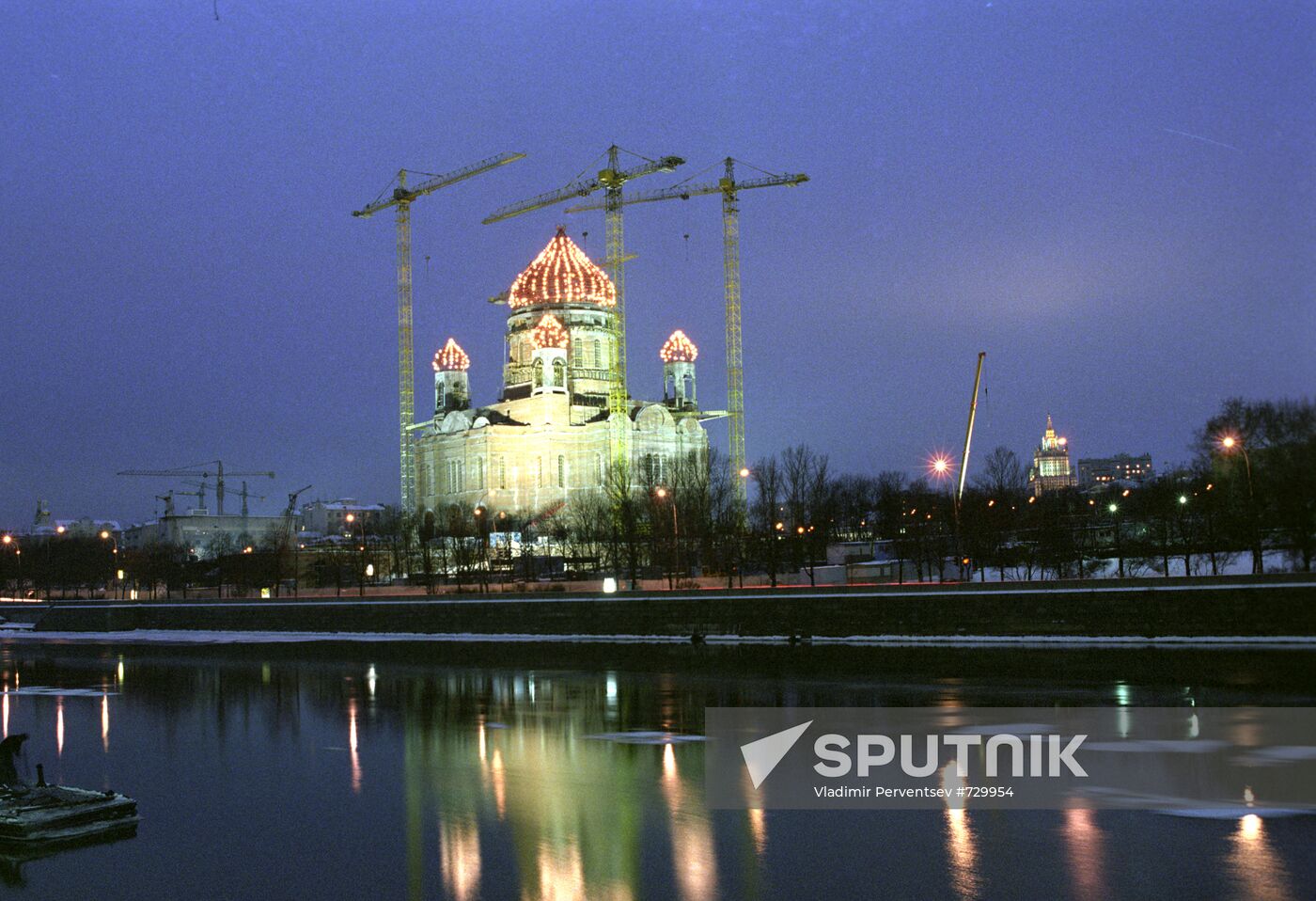 View on cathedral of Christ the Savior under reconstruction