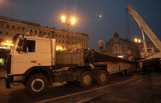 Dismantling of Peace Tower in St. Petersburg