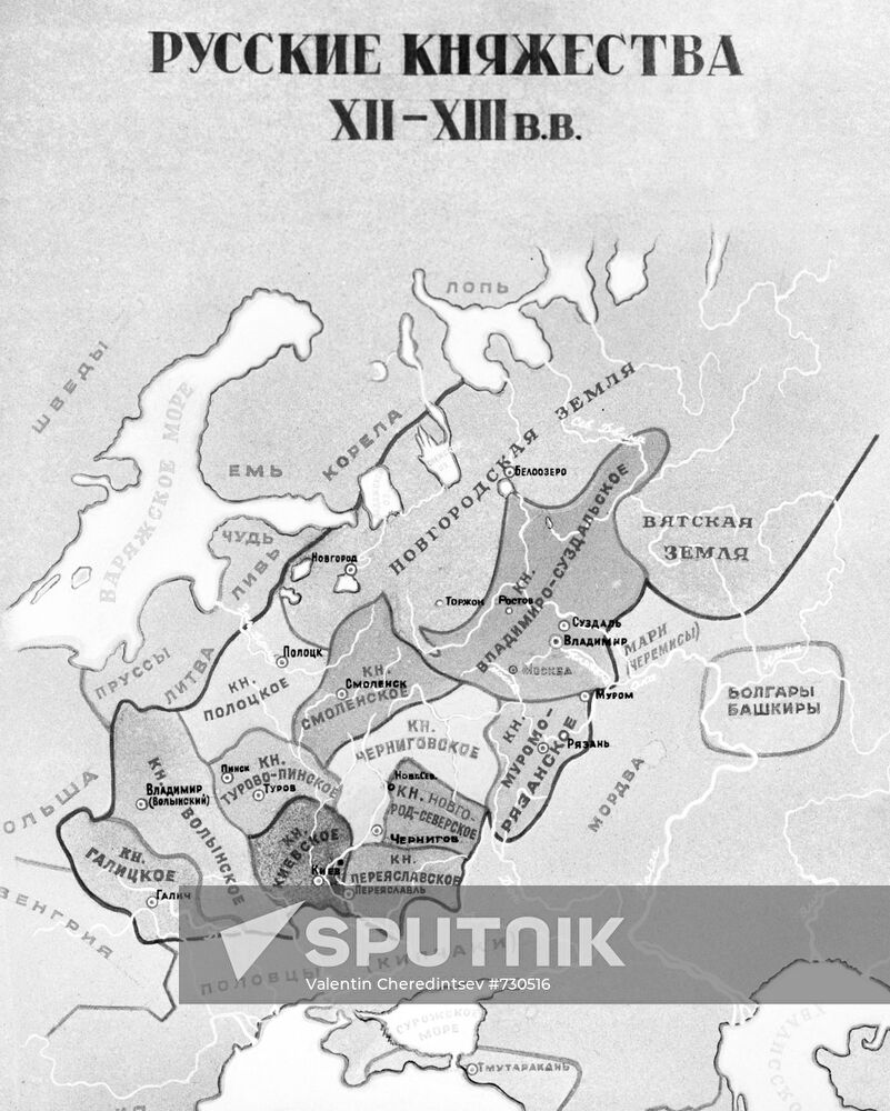 Map of Russian principalities in 12th-13th centuries