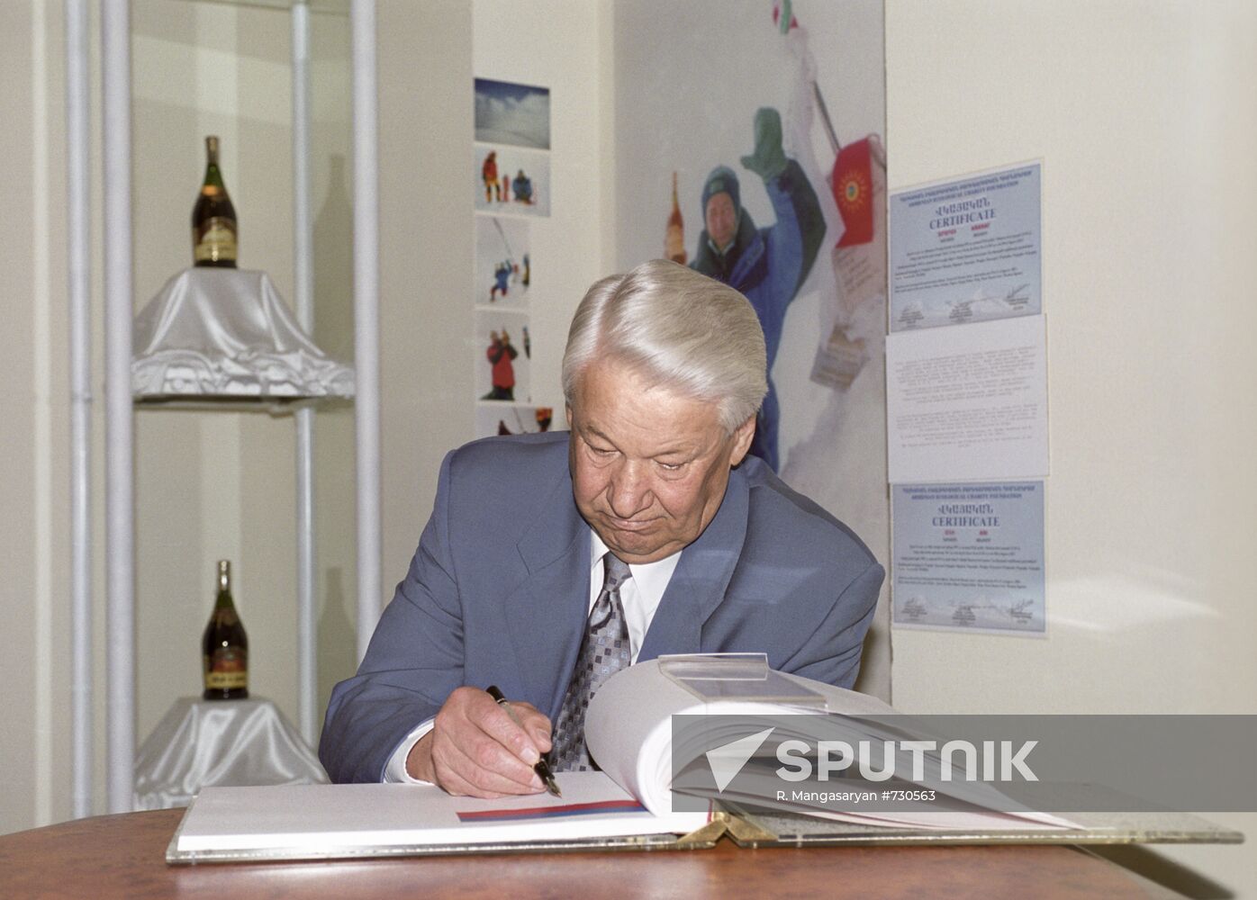Russian President Boris Yeltsin visiting Armenia