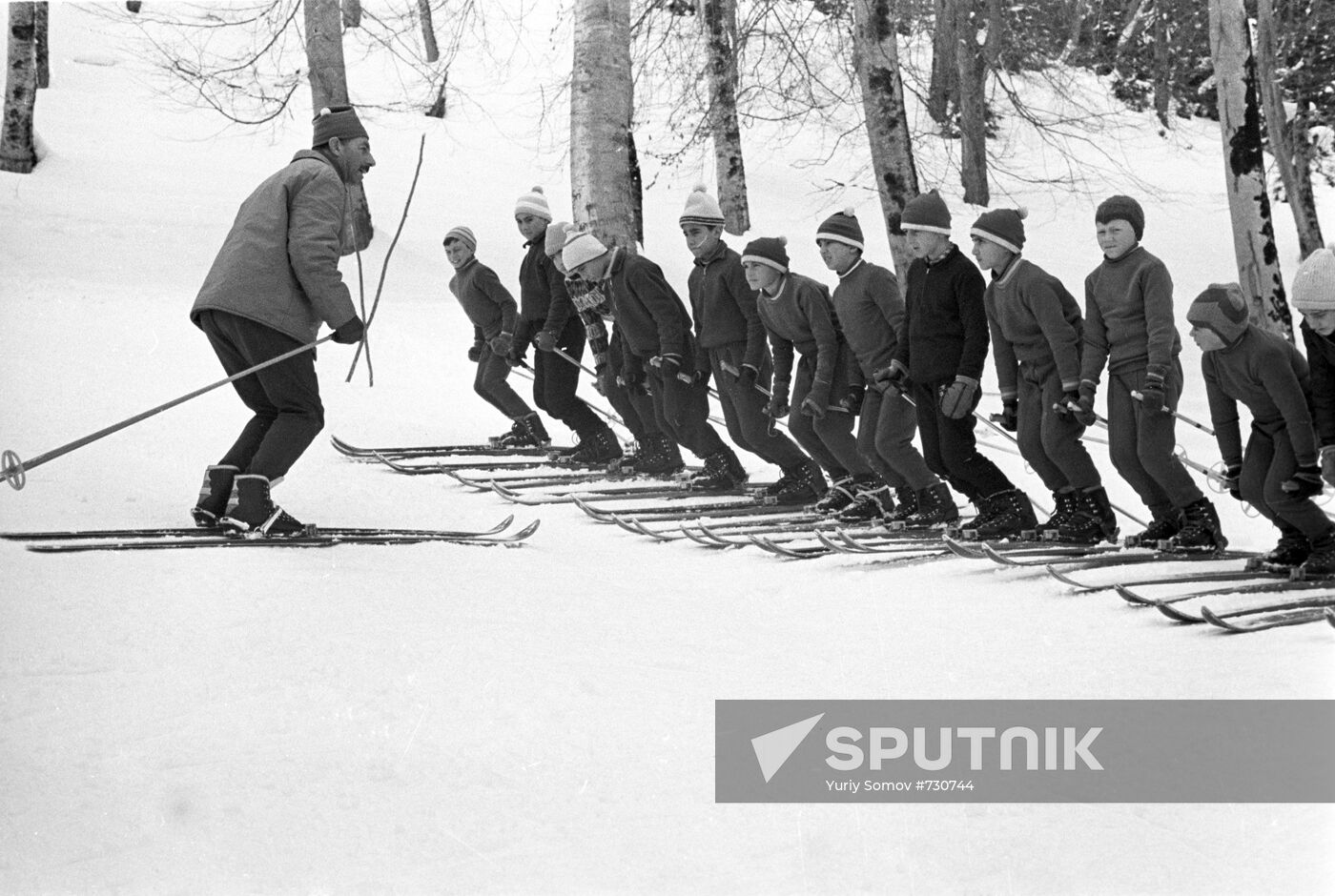 Skiing training session