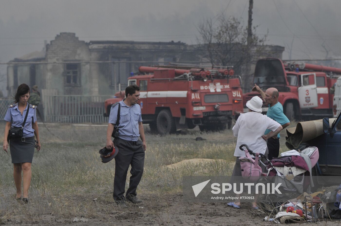 Maslovka village fire aftermath