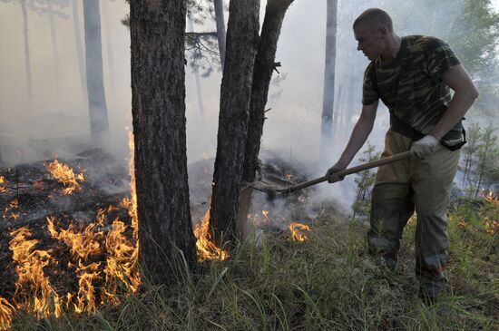 Battling wildfire near Maslovka village