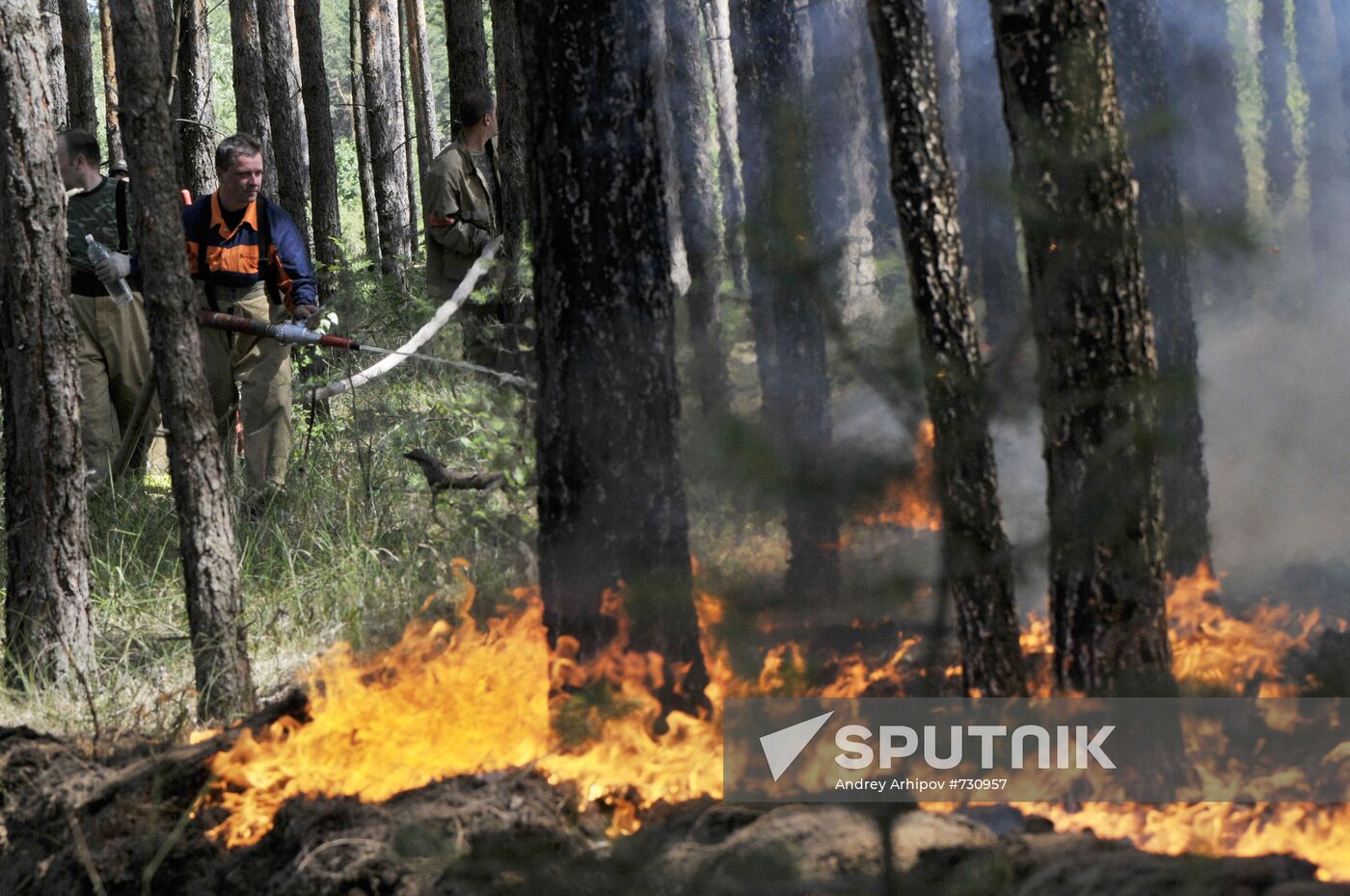 Battling wildfire near Maslovka village