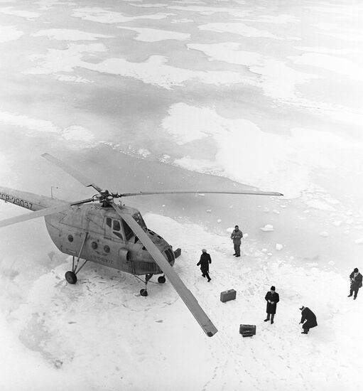 Helicopter on ice-floe