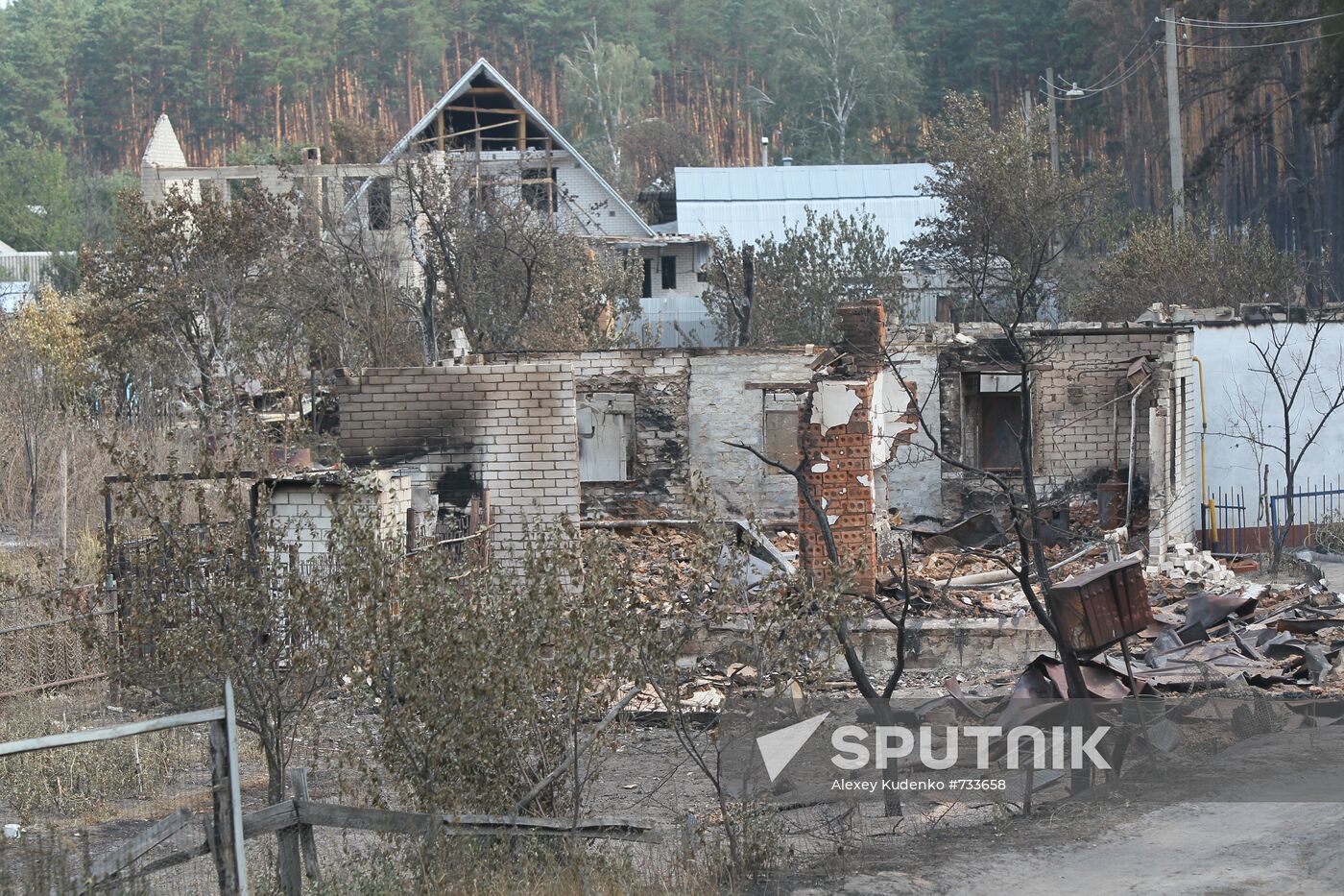Burnt down house in Shuberskoye village 10 km away from Voronezh