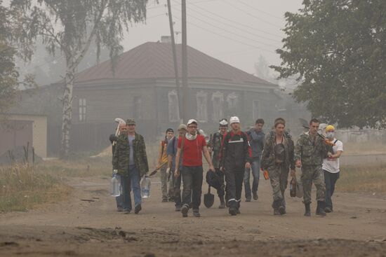 Volunteers in Nizhny Novgorod Region Vilya industrial village