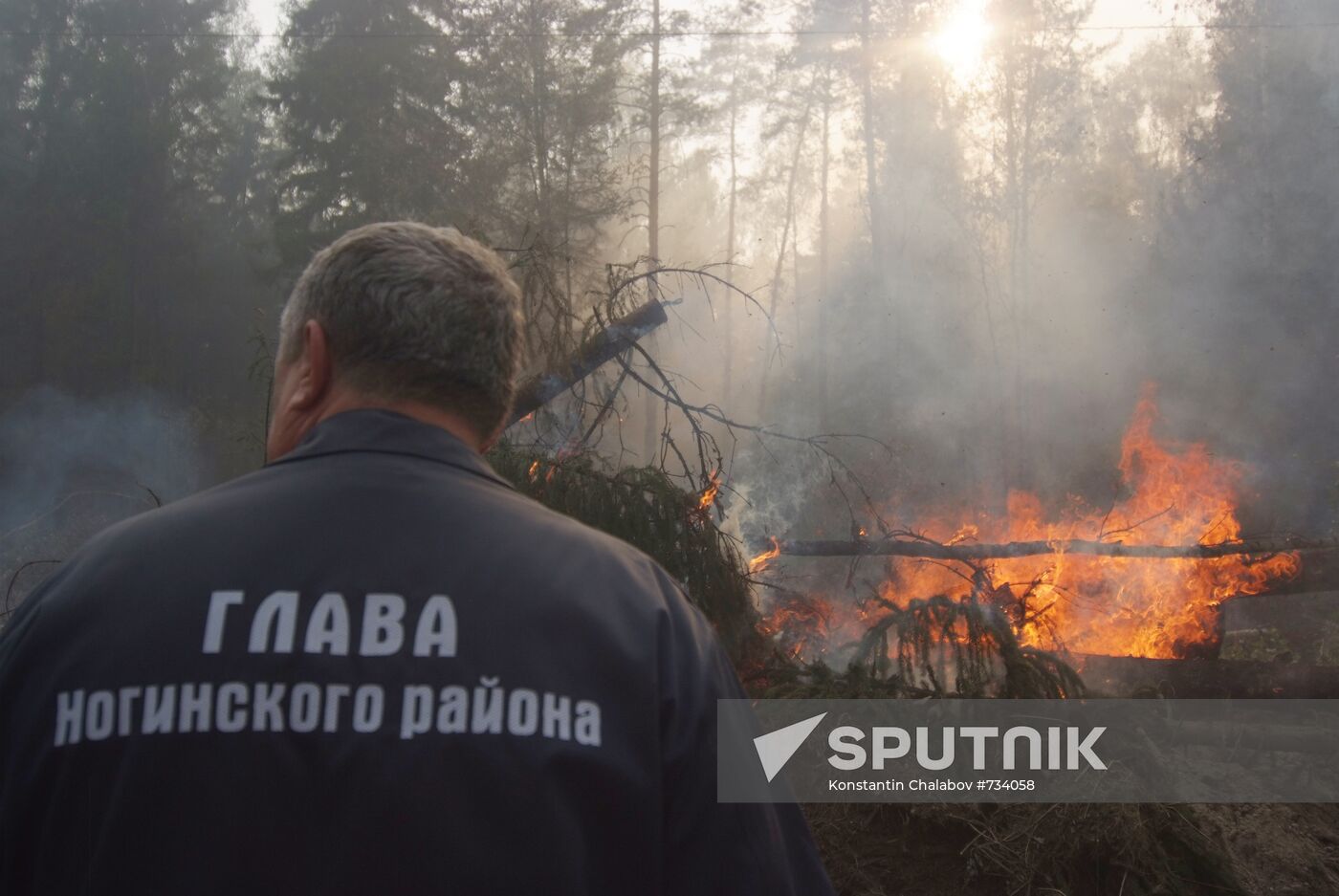 Vladimir Laptev on fire site in Noginsky district