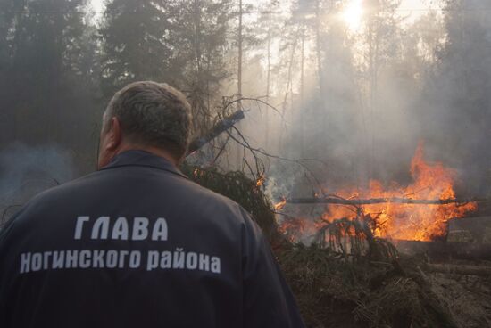 Vladimir Laptev on fire site in Noginsky district