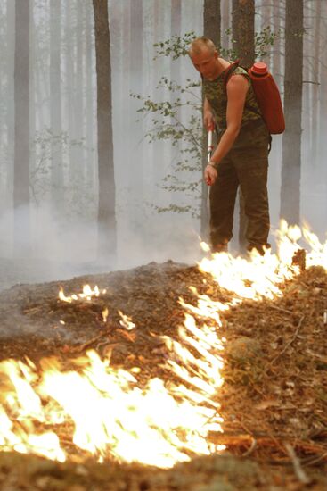 Extinguishing of surface fire in Nizhny Novgorod Region
