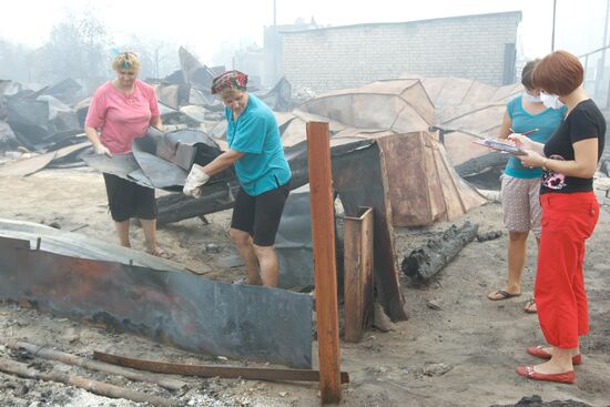 Burned houses in village of Borkovka