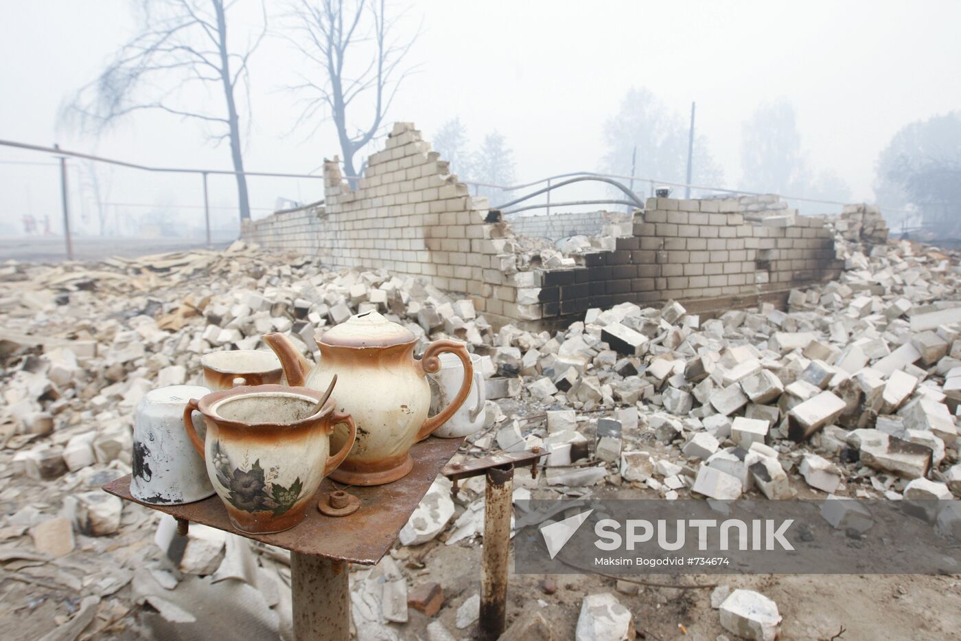 Burned house in village of Borkovka, Nizhny Novgorod Region