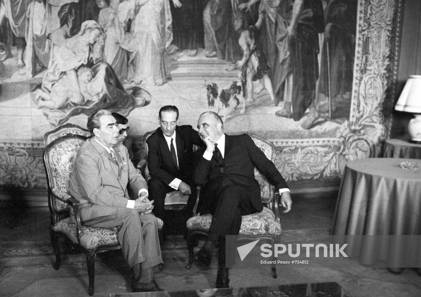 Soviet leader Leonid Brezhnev visiting France