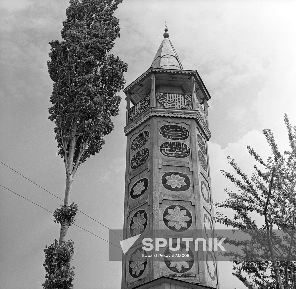 Minaret of a mosque in Derbent