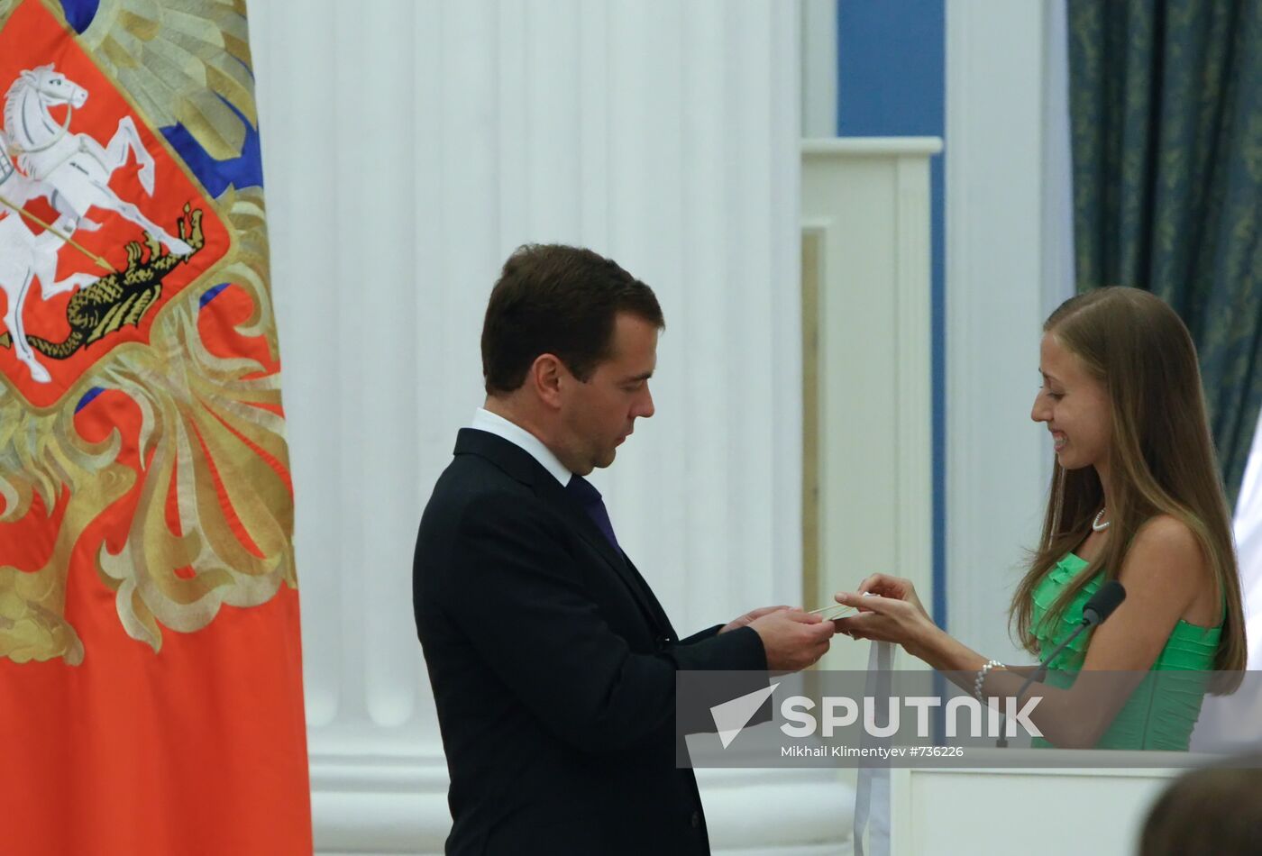 Dmitry Medvedev meets members of Russia's Athletics team